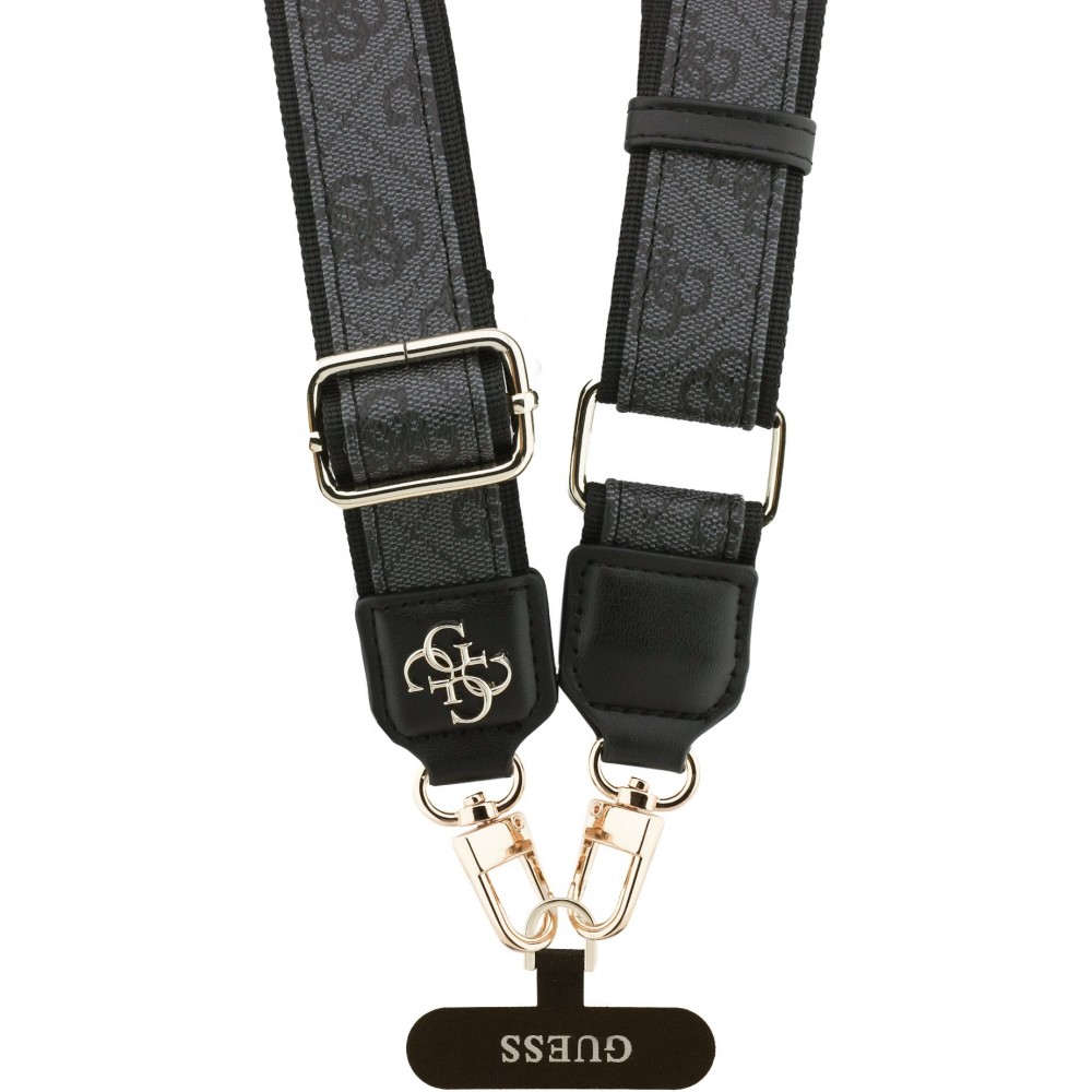 Guess 4G Universelle Crossbody Strap mit Metall-Logo aus PU (150cm) - Schwarz