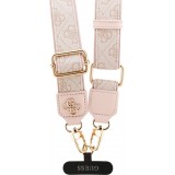 Lani&egrave;re / bandouli&egrave;re universelle Guess Crossbody Strap 4G avec logo m&eacute;tal en PU (150cm) - Rose