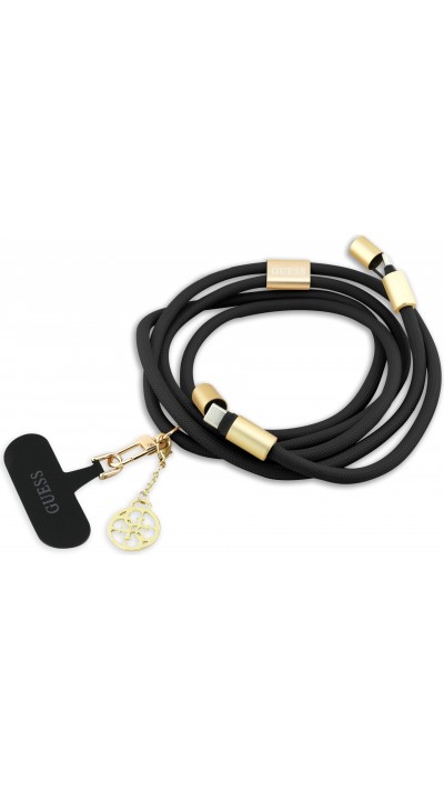 Lanière Guess 4G pour smartphone avec câble USB-C intégré de charge rapide et charm - Noir