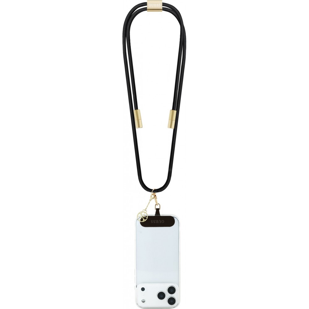 Lani&egrave;re Guess 4G pour smartphone avec c&acirc;ble USB-C int&eacute;gr&eacute; de charge rapide et charm - Noir