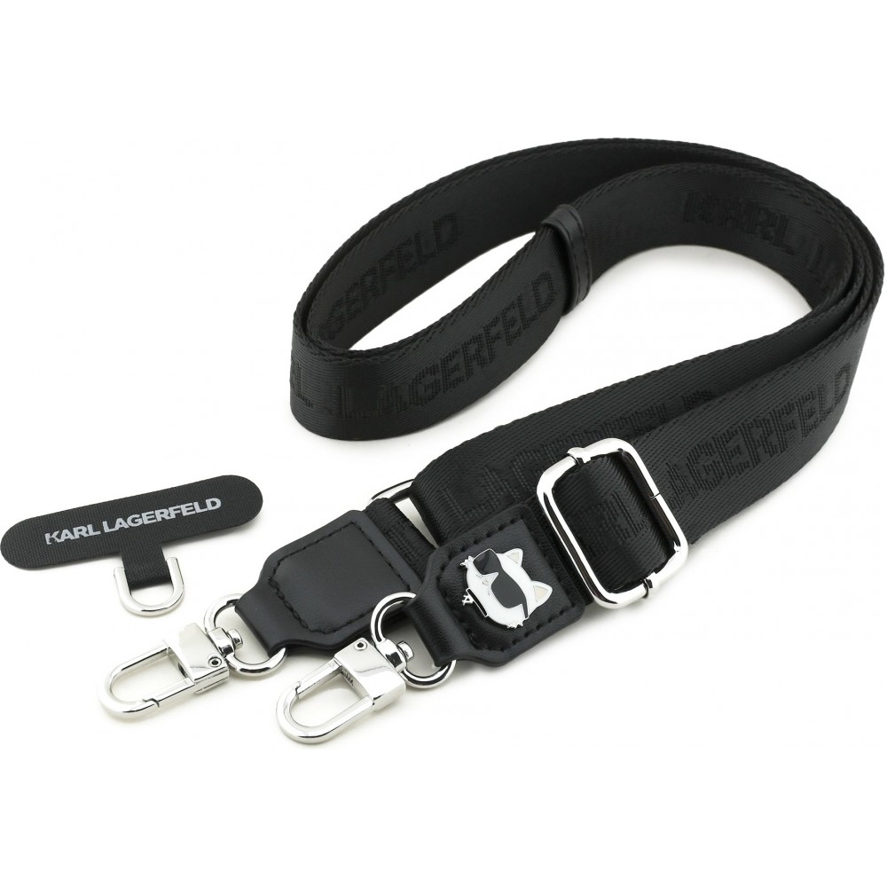 Lanière universelle bandoulière Karl Lagerfeld avec Choupette patch universel et stylé - Noir