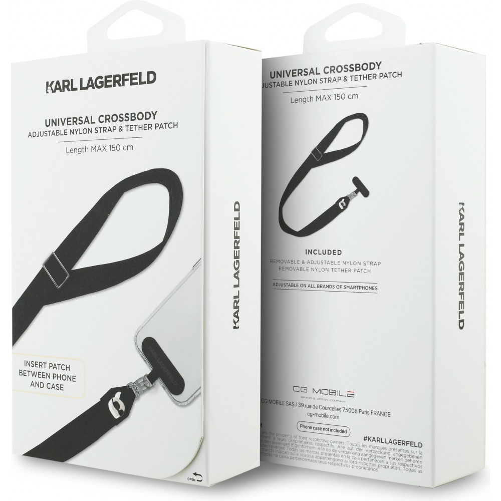 Universelle Karl Lagerfeld Schulterriemen mit stylischem Karl-Patch - Schwarz