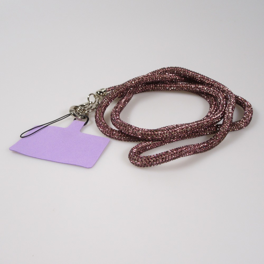 Lanière universelle Glitter Strass pour coques de smartphone - Bordeaux