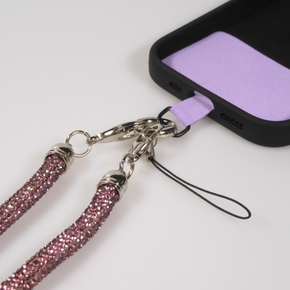 Lanière universelle Glitter Strass pour coques de smartphone - Bordeaux