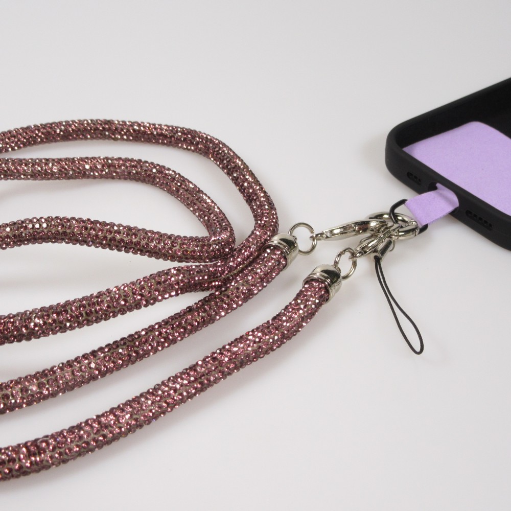 Lanière universelle Glitter Strass pour coques de smartphone - Bordeaux