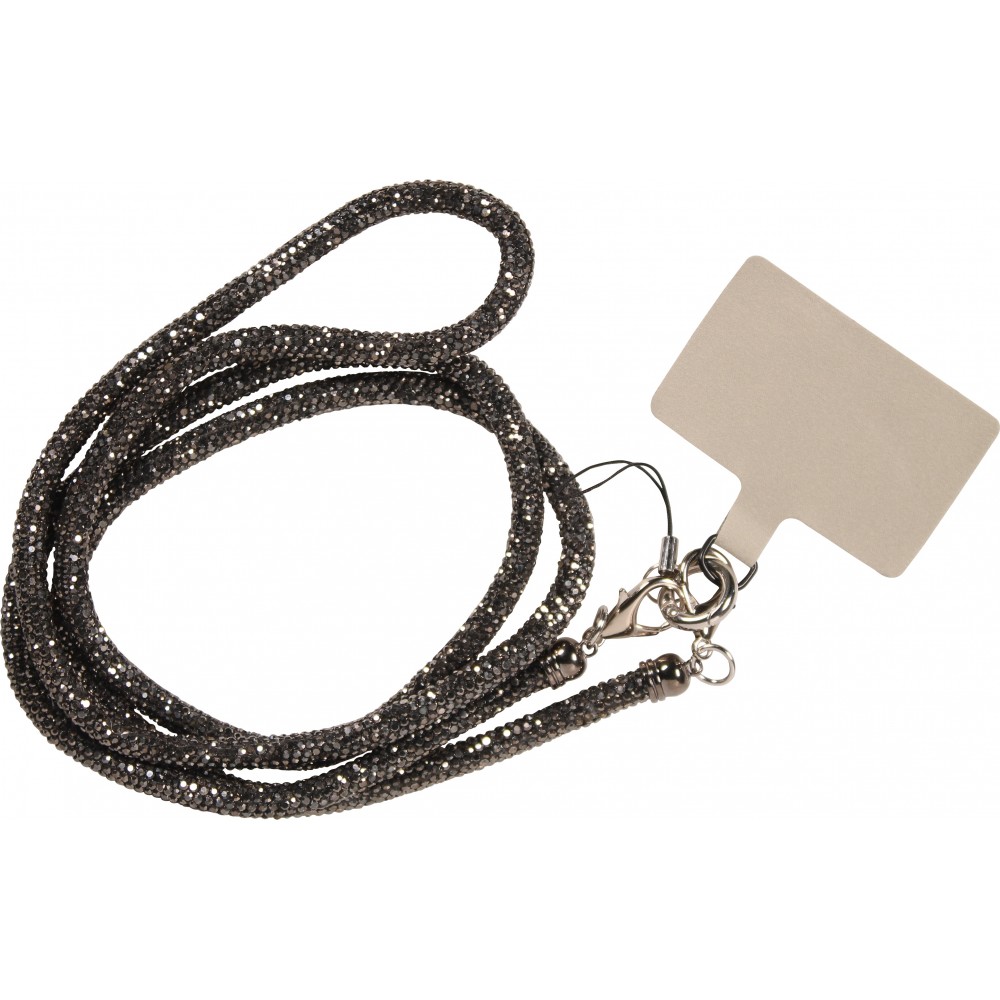Lanière universelle Glitter Strass pour coques de smartphone - Noir