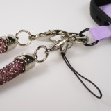 Lanière universelle Glitter Strass pour coques de smartphone - Noir