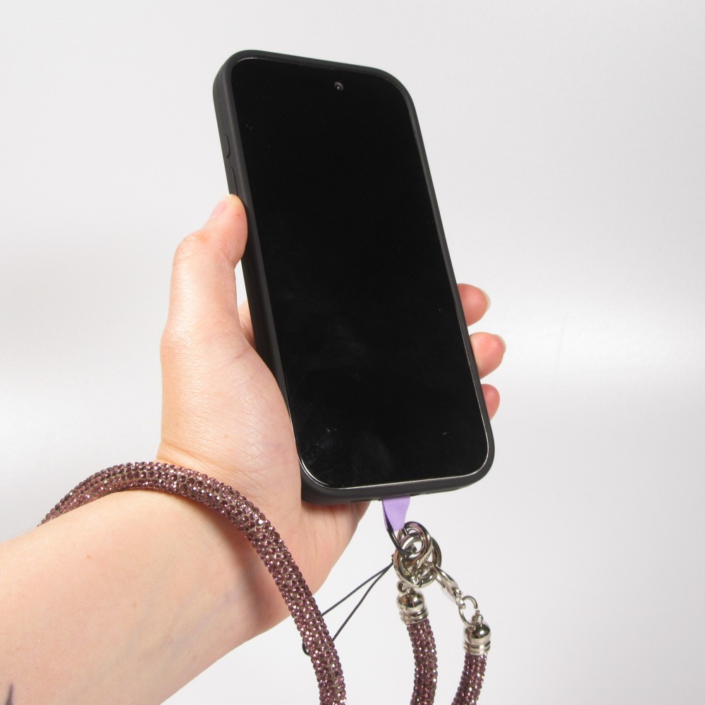 Lanière universelle Glitter Strass pour coques de smartphone - Noir