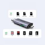 Lecteur de cartes Ugreen 2 en 1 avec USB-C / USB-A 3.0 / SD Card / TF Card design ultra-compact - Gris
