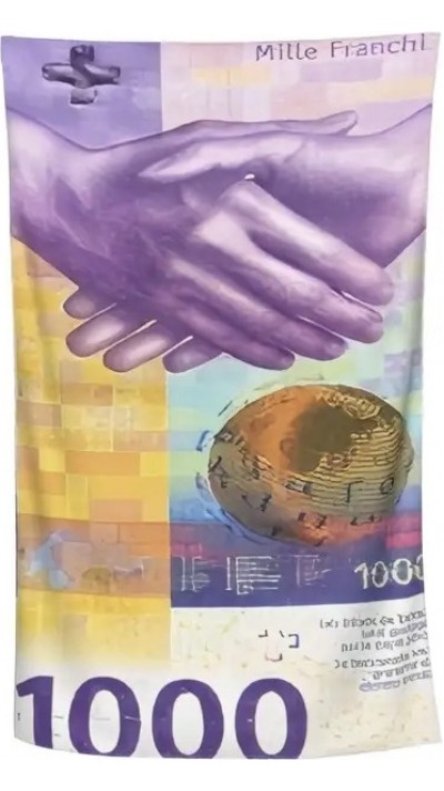 Linge de plage estampé billet 1000 francs léger pliable et portable (130 x 150 cm) - Violet