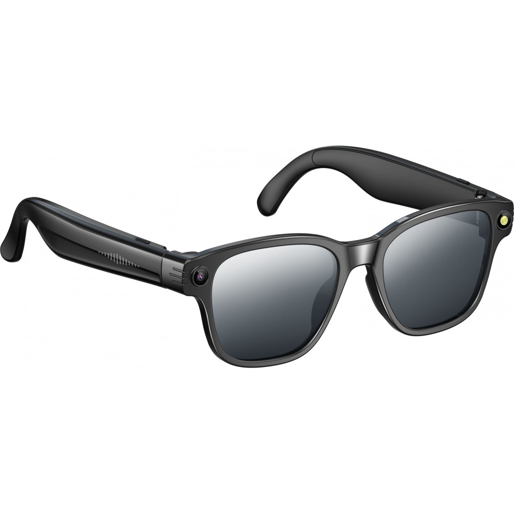 Lunettes de soleil intelligentes avec cam&eacute;ra AI 8 MP HD 4K avec traduction WIFI+Bluetooth transmission en temps r&eacute;el - Noir