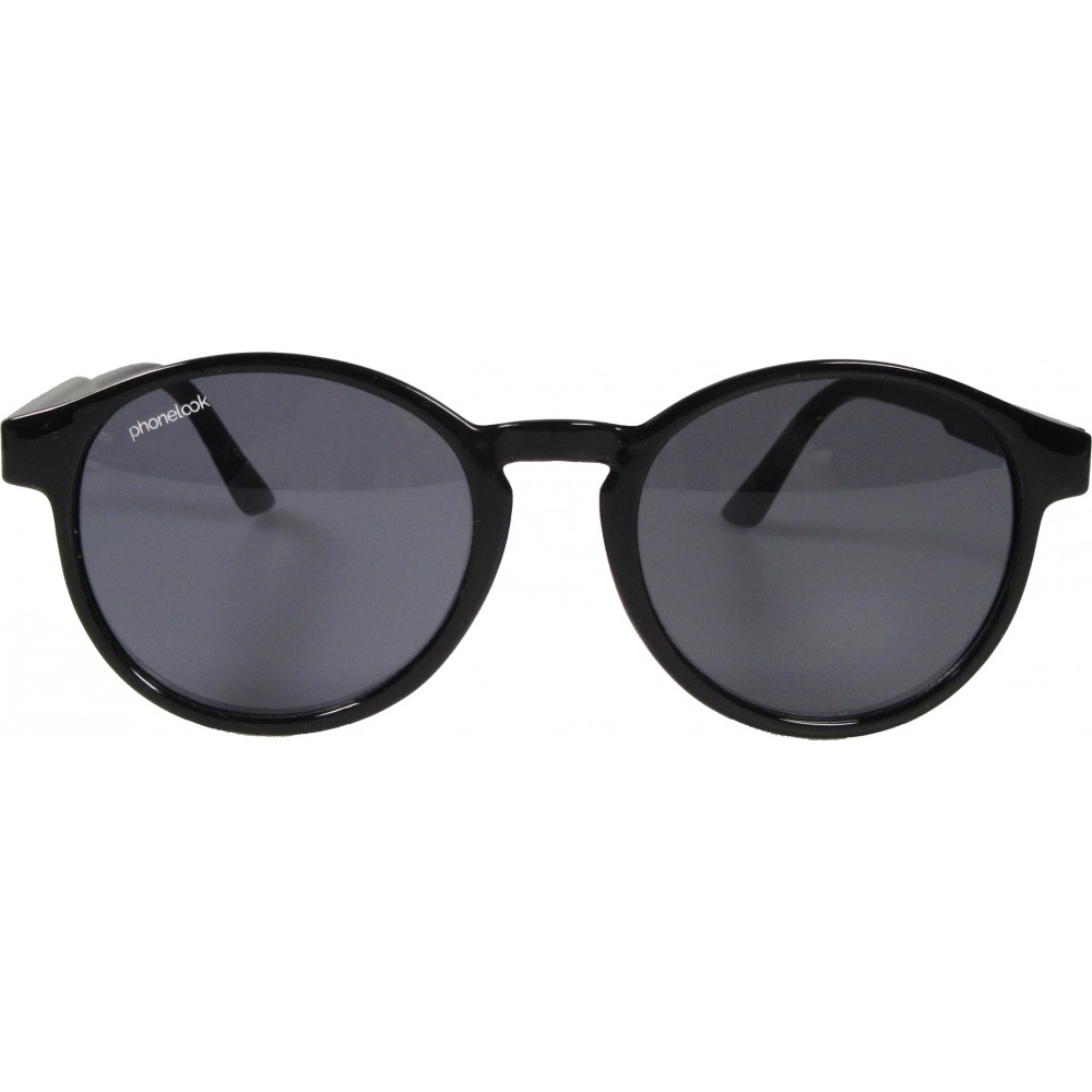 Lunettes de soleil noires rondes UV400 PhoneLook ultra légères, style moderne + pochette de transport - Noir