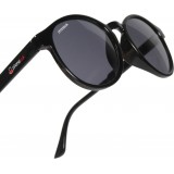 Lunettes de soleil noires rondes UV400 PhoneLook ultra légères, style moderne + pochette de transport - Noir