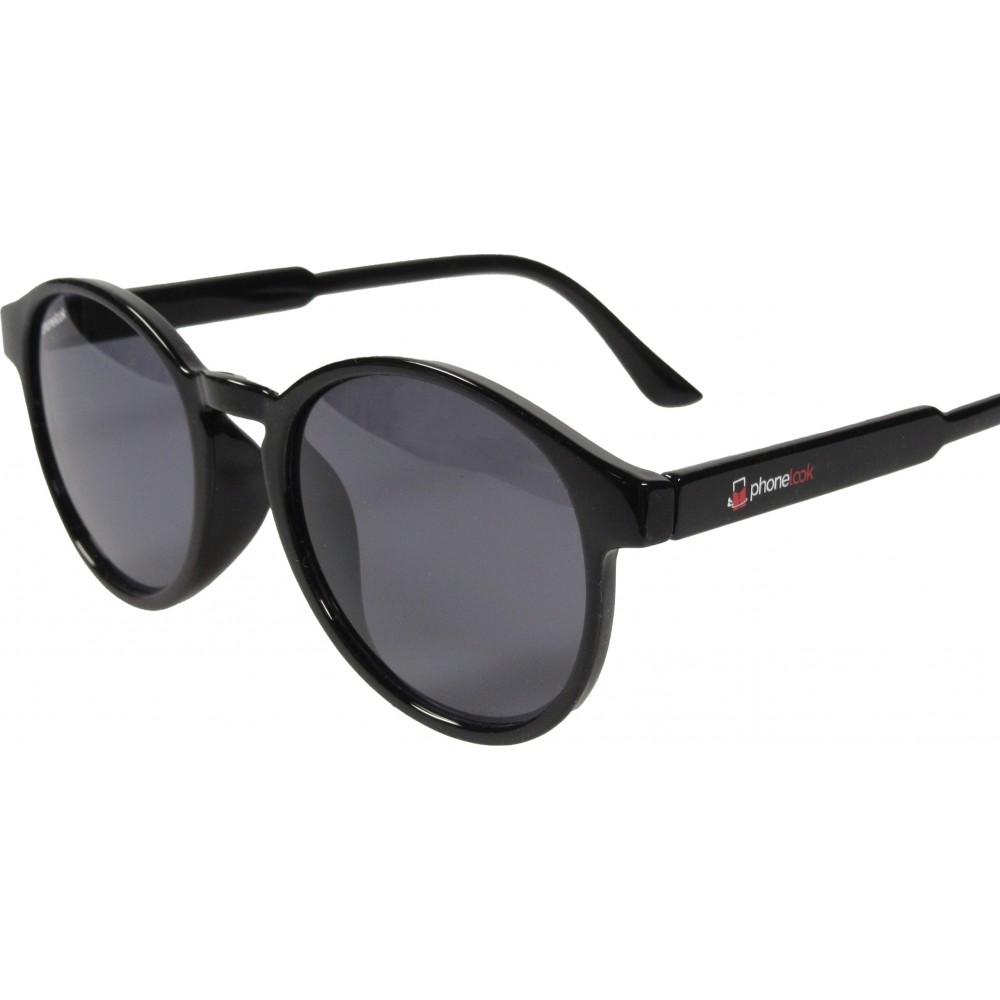 Lunettes de soleil noires rondes UV400 PhoneLook ultra légères, style moderne + pochette de transport - Noir