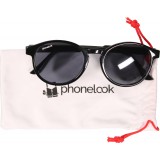 Lunettes de soleil noires rondes UV400 PhoneLook ultra légères, style moderne + pochette de transport - Noir