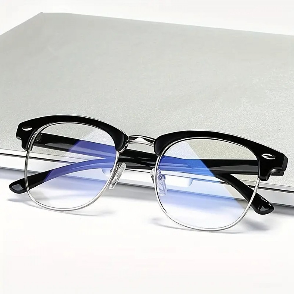 Lunettes élégantes unisexes en métal noir avec verres bleutés protection pour écrans design classique et moderne monture robuste et légère - Or