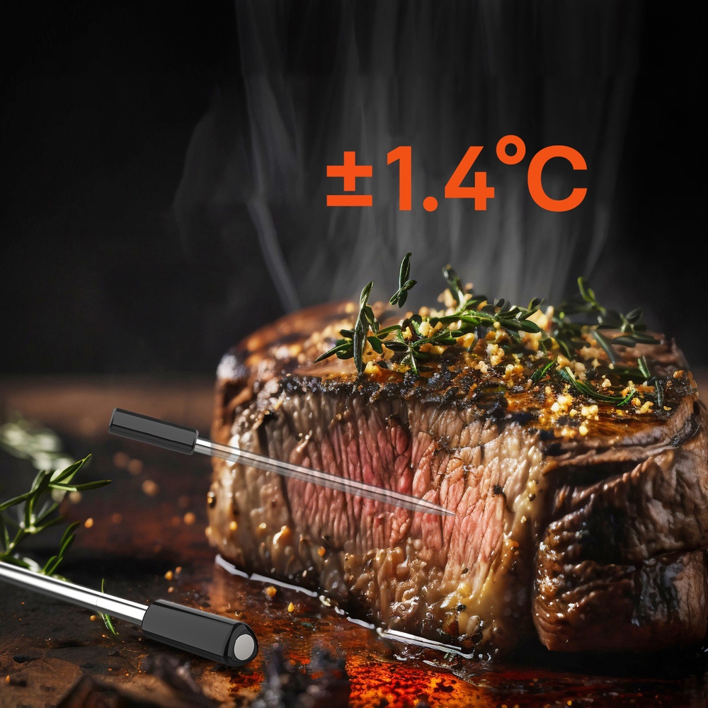 Meatmeet Pro smart thermomètre de cuisine intelligent Bluetooth WiFi pour grill four fumoir - Noir