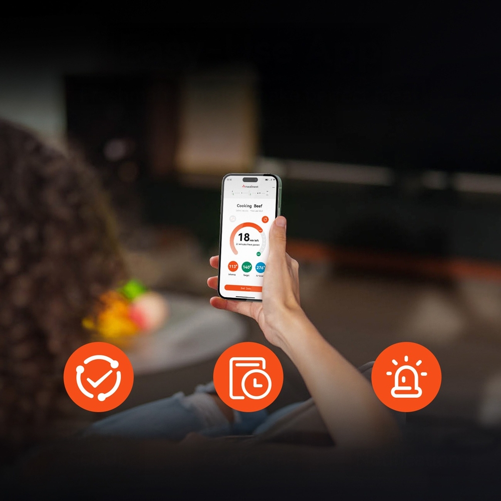 Meatmeet Pro smart thermomètre de cuisine intelligent Bluetooth WiFi pour grill four fumoir - Noir