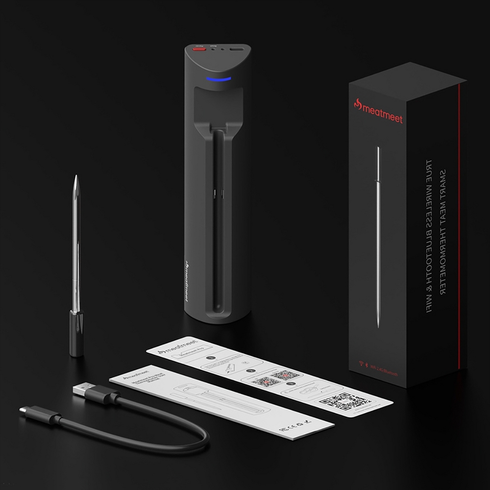 Meatmeet Pro smart thermomètre de cuisine intelligent Bluetooth WiFi pour grill four fumoir - Noir