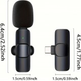Microphone cravate sans fil Bluetooth rechargeable USB-C pour smartphone et tablette avec enregistrement facile (set de 2 pièces) - Noir