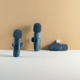 Microphone cravate sans fil Bluetooth rechargeable USB-C pour smartphone et tablette avec enregistrement facile (set de 3 pièces) - Noir