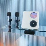 Microphone cravate sans fil Bluetooth rechargeable USB-C pour smartphone et tablette avec enregistrement facile (set de 3 pièces) - Noir