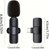 Microphone cravate sans fil Bluetooth rechargeable USB-C pour smartphone et tablette avec enregistrement facile (set de 3 pièces) - Noir