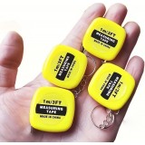 Mini m&egrave;tre ruban porte-cl&eacute;s r&eacute;tractable longueur 1m m&eacute;tallique compact avec double graduation cm/pouces - Jaune