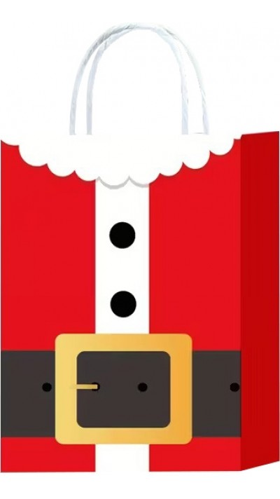 Mini Geschenktüte Papier Weihnachtsmann mit Griff festliche Verpackung für Weihnachten und kleine Geschenke (22cmx8cmx16cm) - Rot