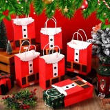 Mini Geschenkt&uuml;te Papier Weihnachtsmann mit Griff festliche Verpackung f&uuml;r Weihnachten und kleine Geschenke (22cmx8cmx16cm) - Rot