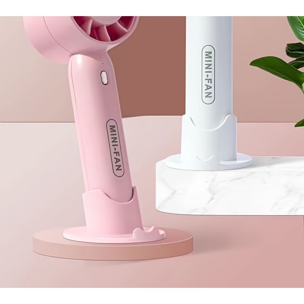 Mini ventilateur portable USB rechargeable 3 vitesses avec support socle - Bleu