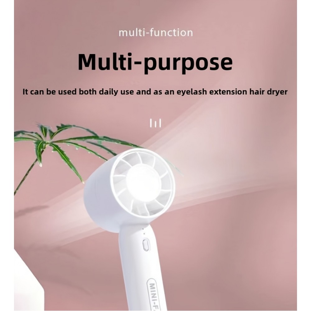 Mini ventilateur portable USB rechargeable 3 vitesses avec support socle - Bleu