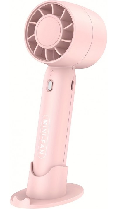 Mini ventilateur portable USB rechargeable 3 vitesses avec support socle - Rose