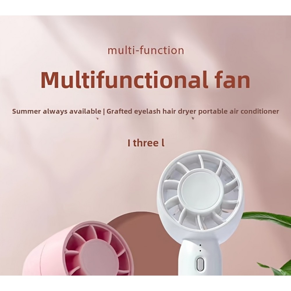 Mini ventilateur portable USB rechargeable 3 vitesses avec support socle - Rose