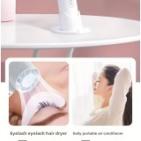 Mini ventilateur portable USB rechargeable 3 vitesses avec support socle - Rose