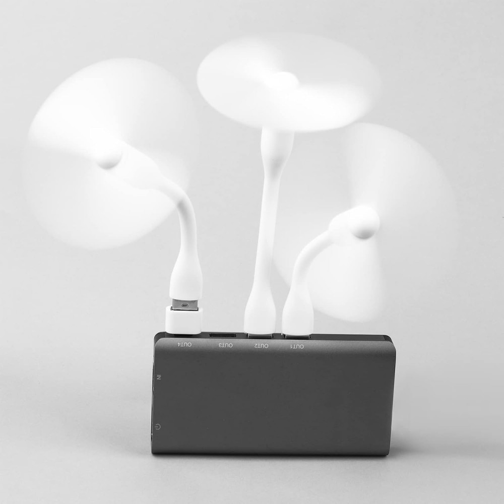Mini ventilateur USB-A pour ordinateur portable / laptop / tablette en silicone flexible - Blanc