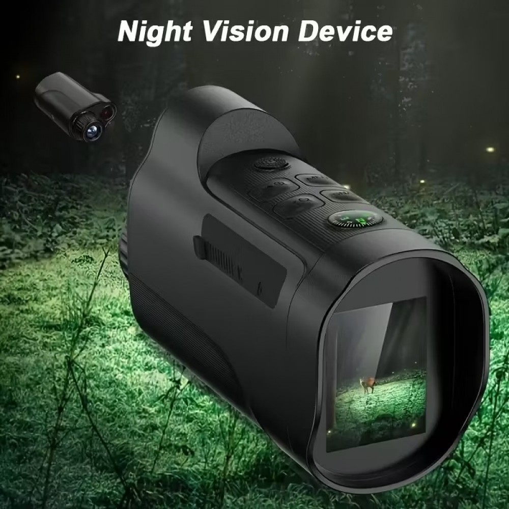 Monoculaire zoom 10x &eacute;cran HD vision nocturne 800m HD infrarouge 5W starlight photo/vid&eacute;o et rechargeable USB - Noir