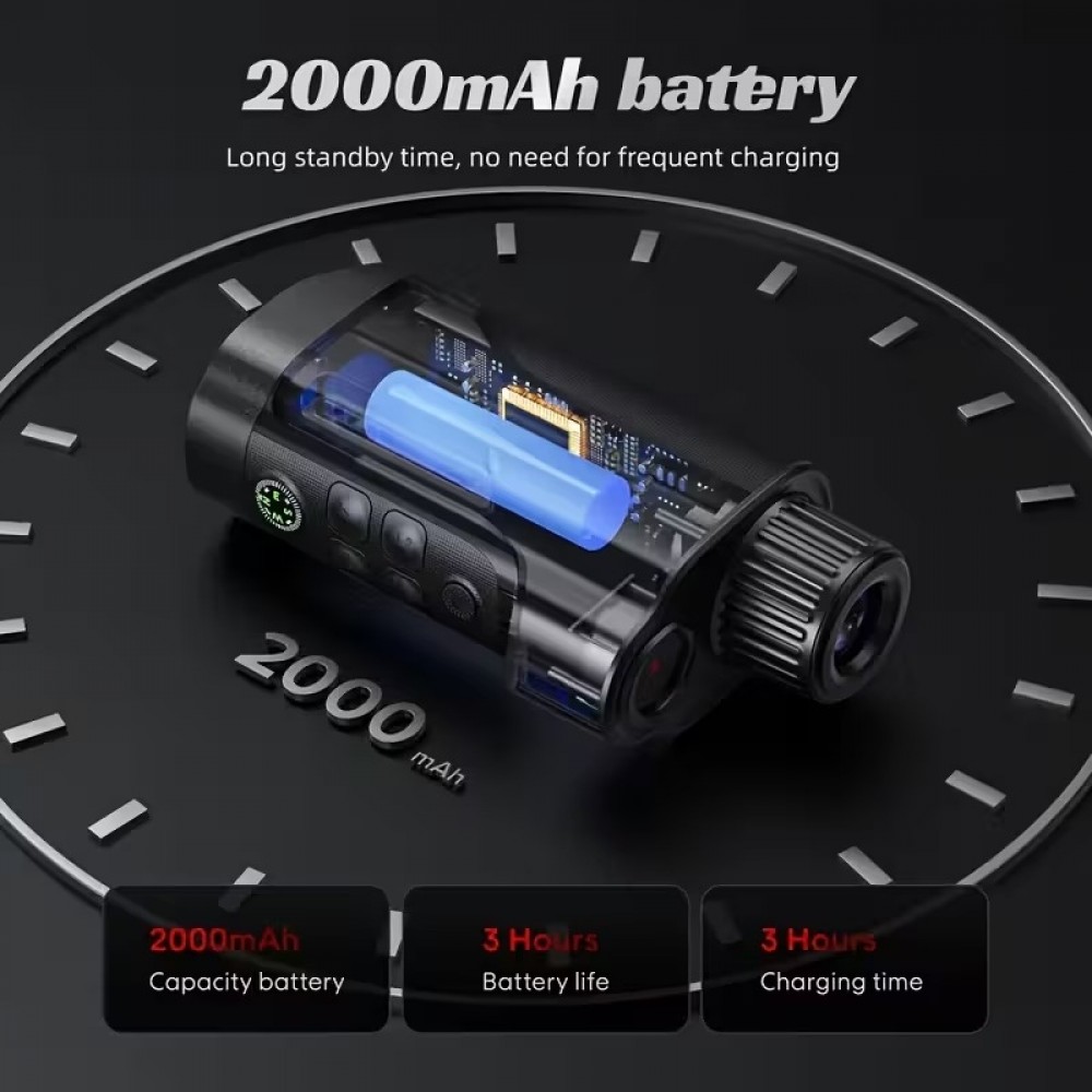 Monoculaire zoom 10x &eacute;cran HD vision nocturne 800m HD infrarouge 5W starlight photo/vid&eacute;o et rechargeable USB - Noir