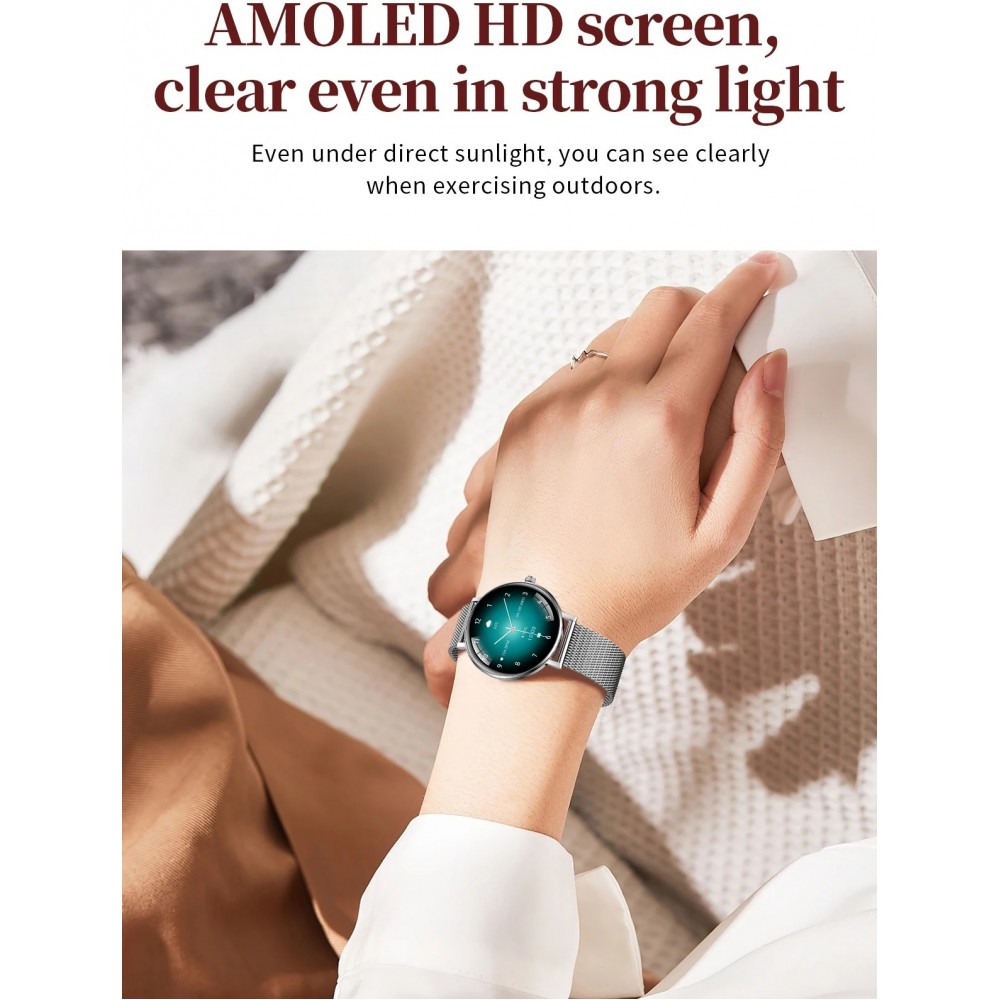 Montre connect&eacute;e unisexe I232 avec &eacute;cran AMOLED HD 1,32" suivi du sommeil et de l'activit&eacute; &eacute;tanche IP68 - Or