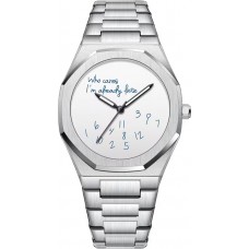 Montre de style minimaliste Who cares I'm already late (cadran blanc) 42 mm - Argent