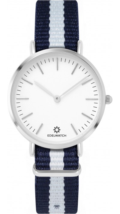 Edelwatch Uhr 32 mm (Ladies) Silver Zifferblatt Weiss (Batterie nicht enthalten) - Blau / Weiss
