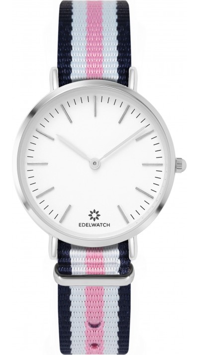 Edelwatch Uhr 32 mm (Ladies) Silver Zifferblatt Weiss (Batterie nicht enthalten) - Blau / Weiss / Rosa