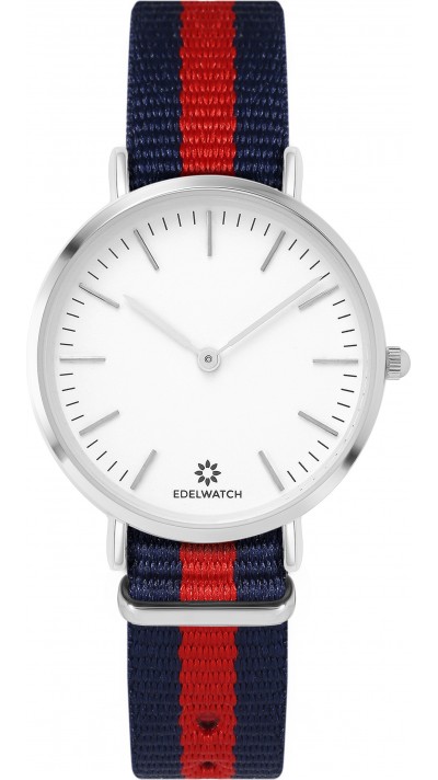 Edelwatch Uhr 32 mm (Ladies) Silver Zifferblatt Weiss (Batterie nicht enthalten) - Blau / Rot