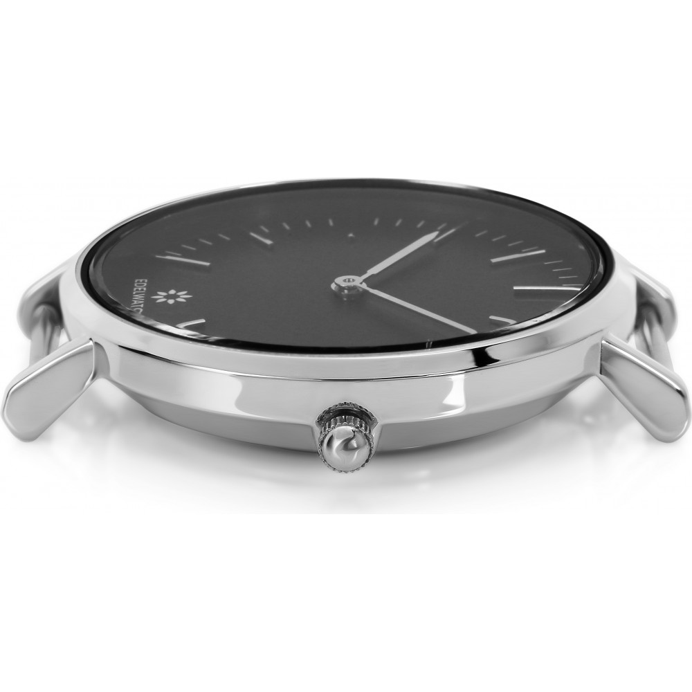 Montre Edelwatch 32 mm (Ladies) cadran argenté fond noir (pile non incluse) - Bracelet noir