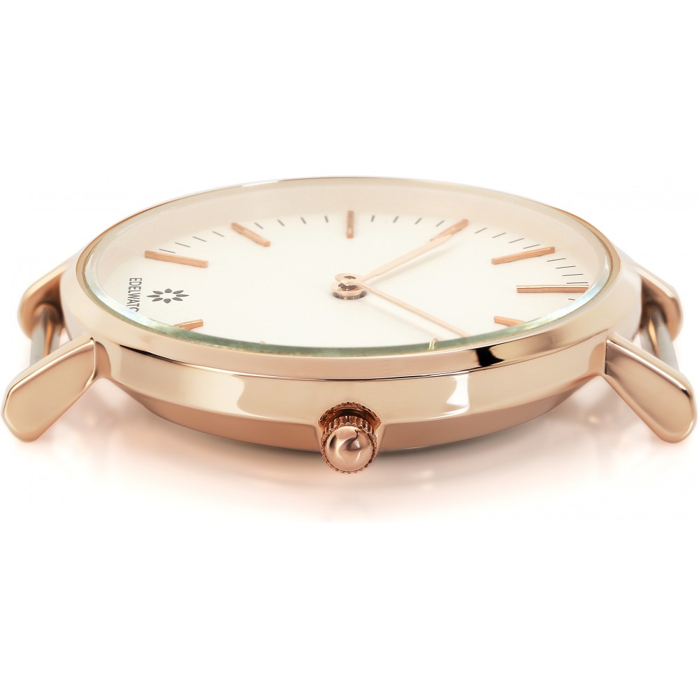 Montre Edelwatch 32 mm (Ladies) cadran doré fond blanc (pile non incluse) - Bracelet bleu / rose