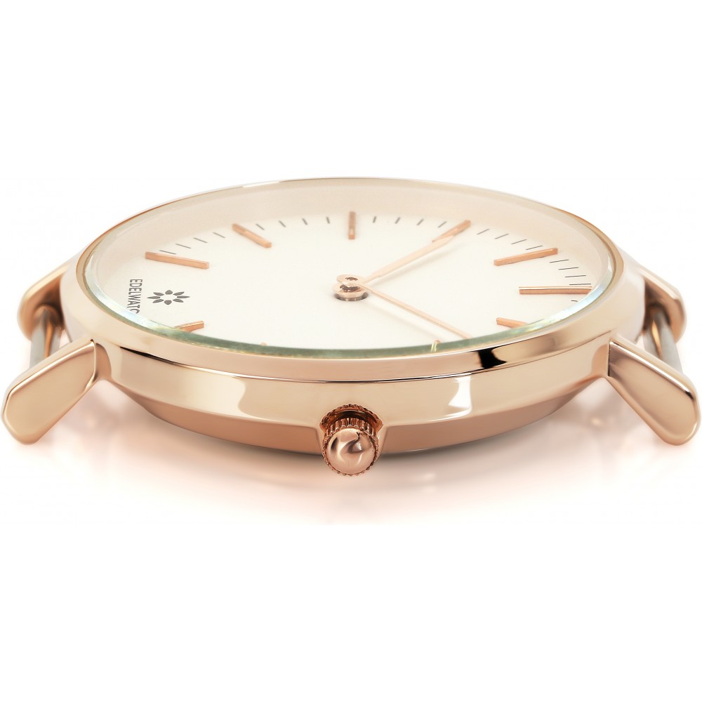 Montre Edelwatch 32 mm (Ladies) cadran doré fond blanc (pile non incluse) - Bracelet bleu / blanc / vert