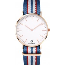Montre Edelwatch 41 mm (Men) cadran doré fond blanc (pile non incluse) - Bracelet bleu clair / rouge / blanc