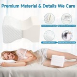 Oreiller genoux ergonomique premium confortable pour dormir sur le c&ocirc;t&eacute; coussin orthop&eacute;dique jambes - Blanc