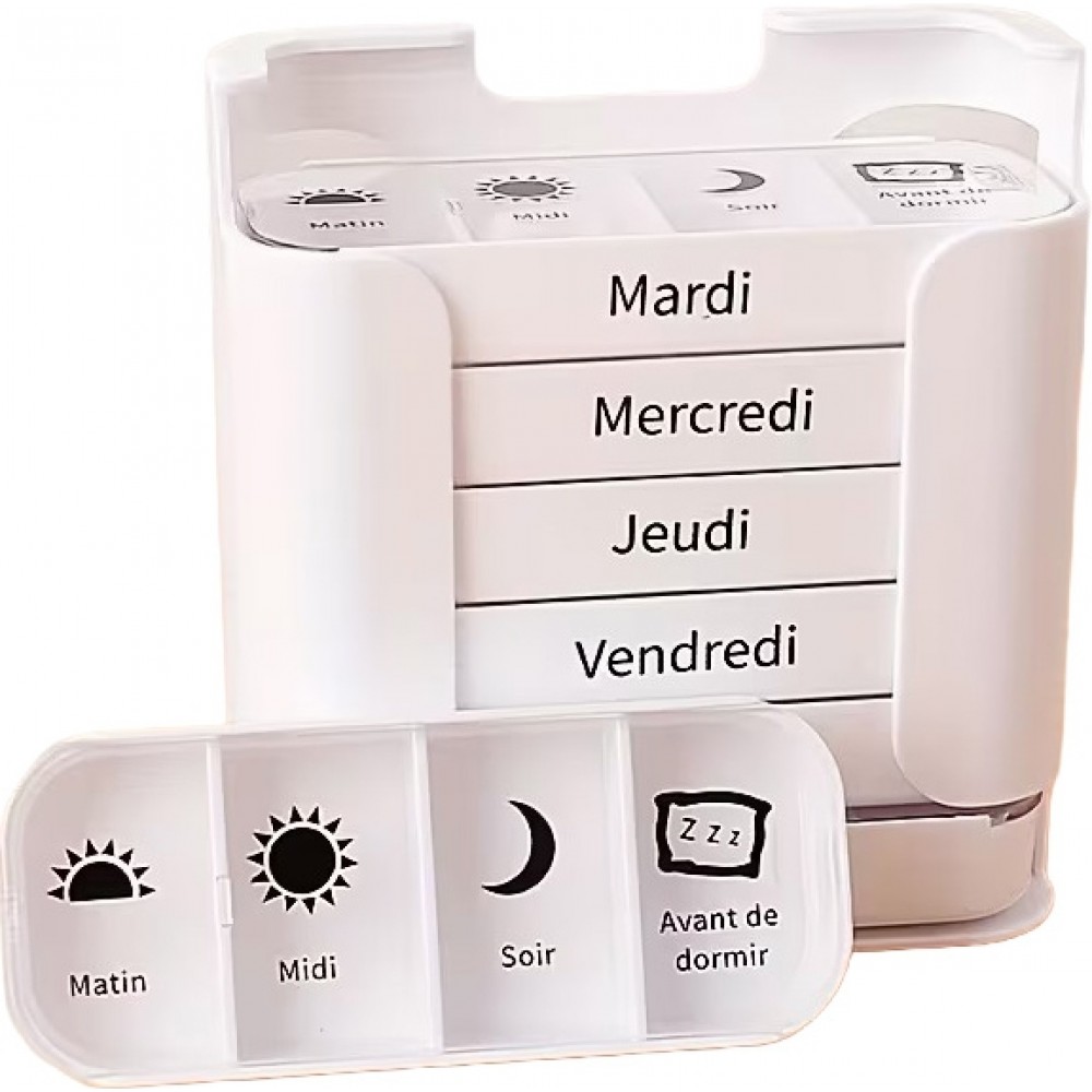 Organisateur de pilules hebdomadaire VANYARLIFE 7 jours organisateur portable matin/midi/soir - Blanc