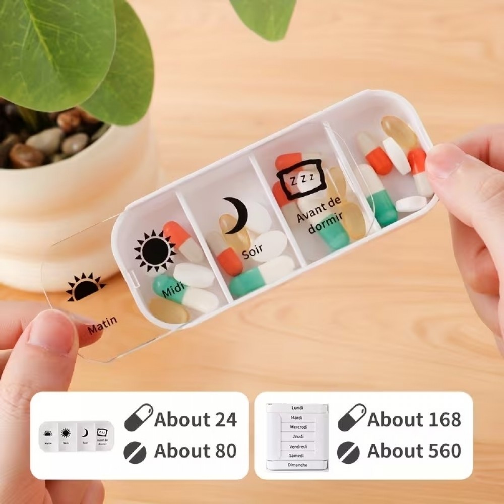 Organisateur de pilules hebdomadaire VANYARLIFE 7 jours organisateur portable matin/midi/soir - Blanc